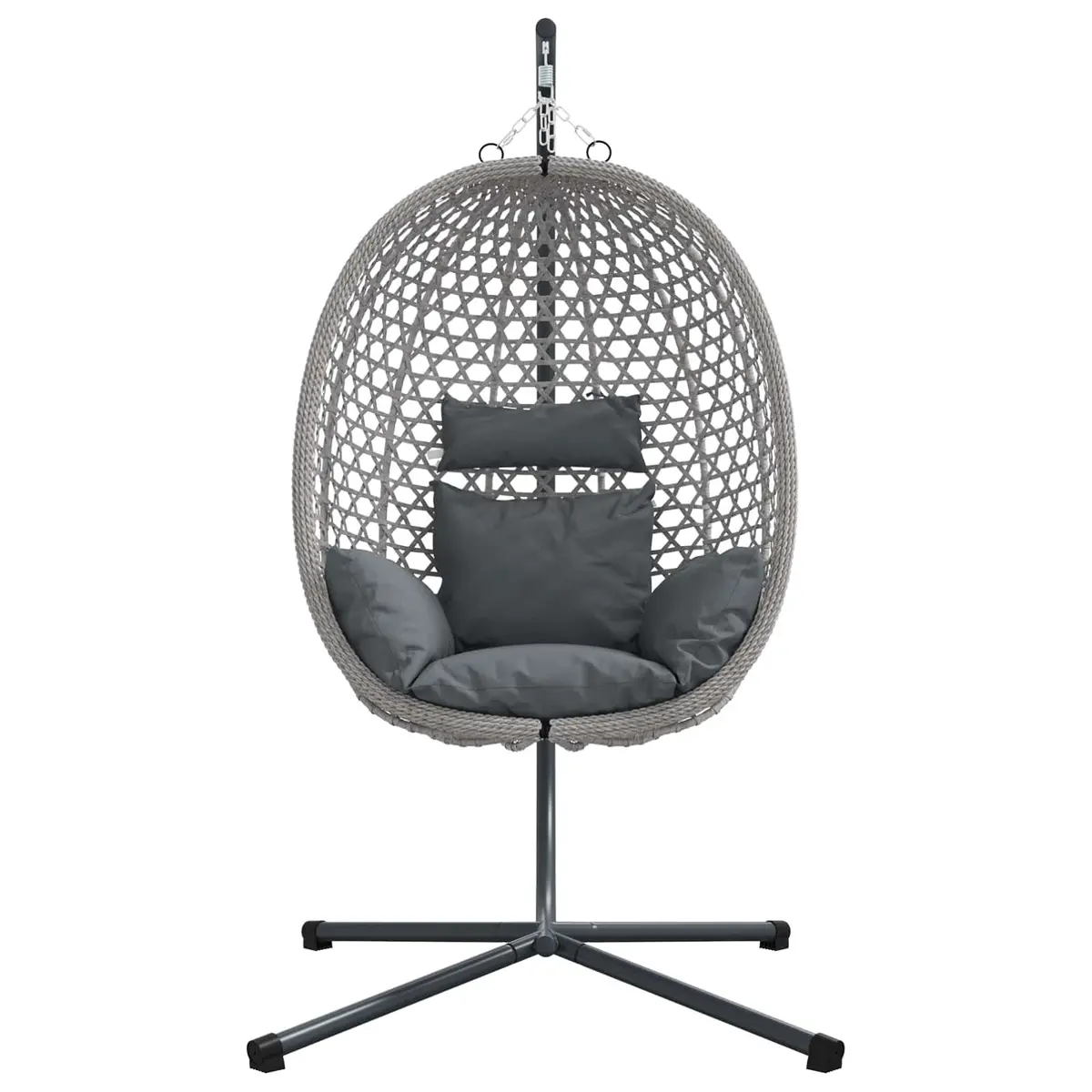 Hanging Egg Chair with Stand Indoor Outdoor Foldable Garden Furniture Anthracite Grey