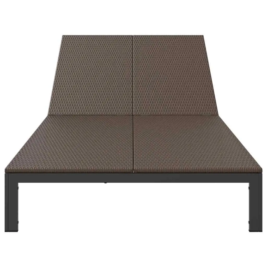 Sun Lounger Outdoor Sunbed Brown Poly Rattan Adjustable Backrest Garden Terrace