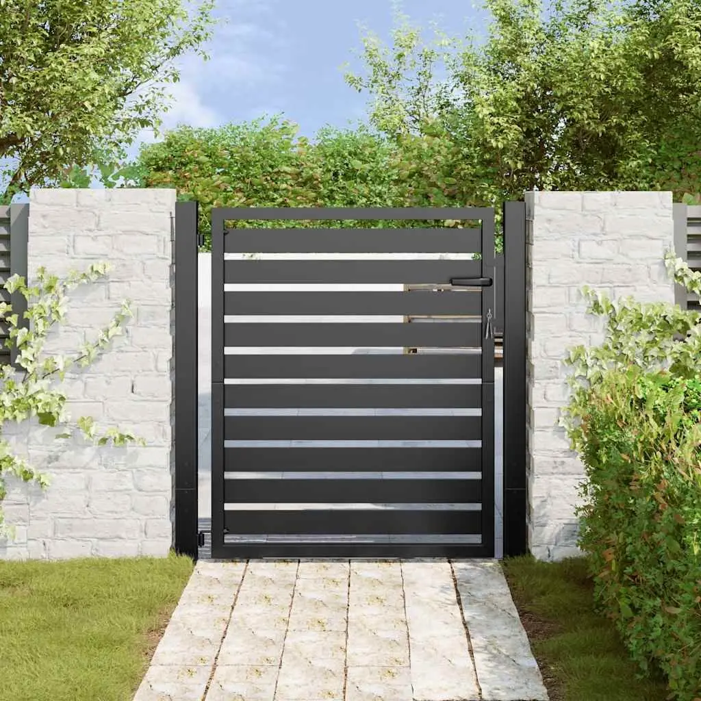 Garden Gate Lockable Aluminium Fence Entry Gate 100x100cm Black