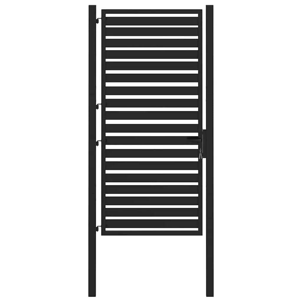 Garden Gate Lockable Aluminium 100x180cm Black Entry Fence Patio Barrier
