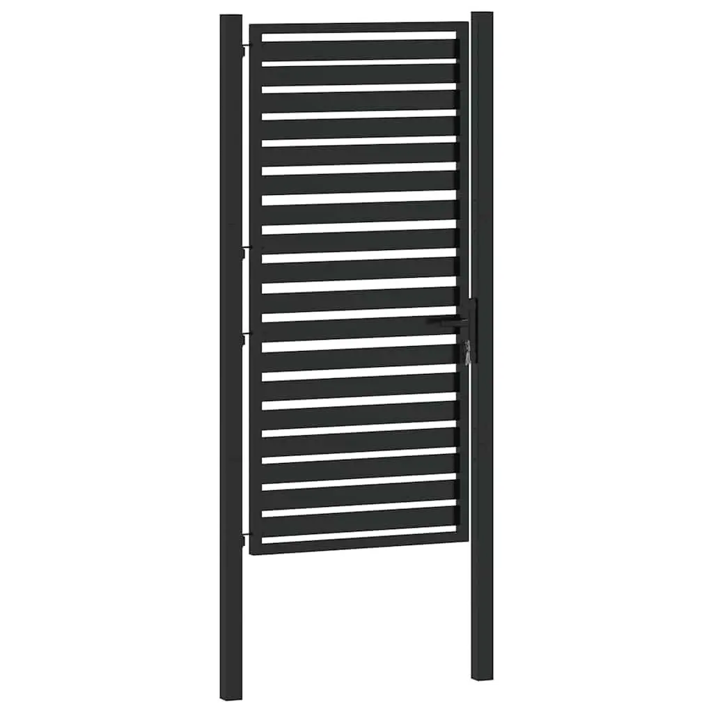 Garden Gate Lockable Aluminium 100x180cm Black Entry Fence Patio Barrier