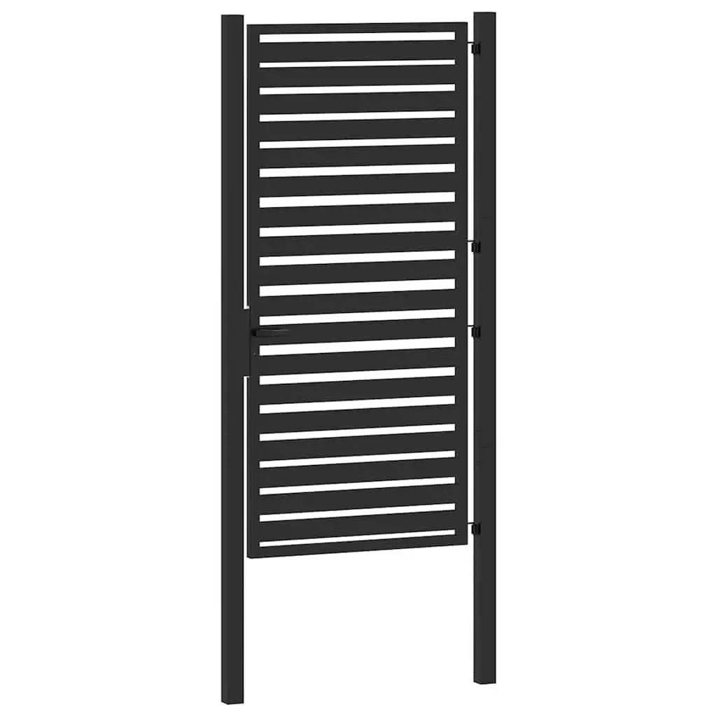Garden Gate Lockable Aluminium 100x180cm Black Entry Fence Patio Barrier