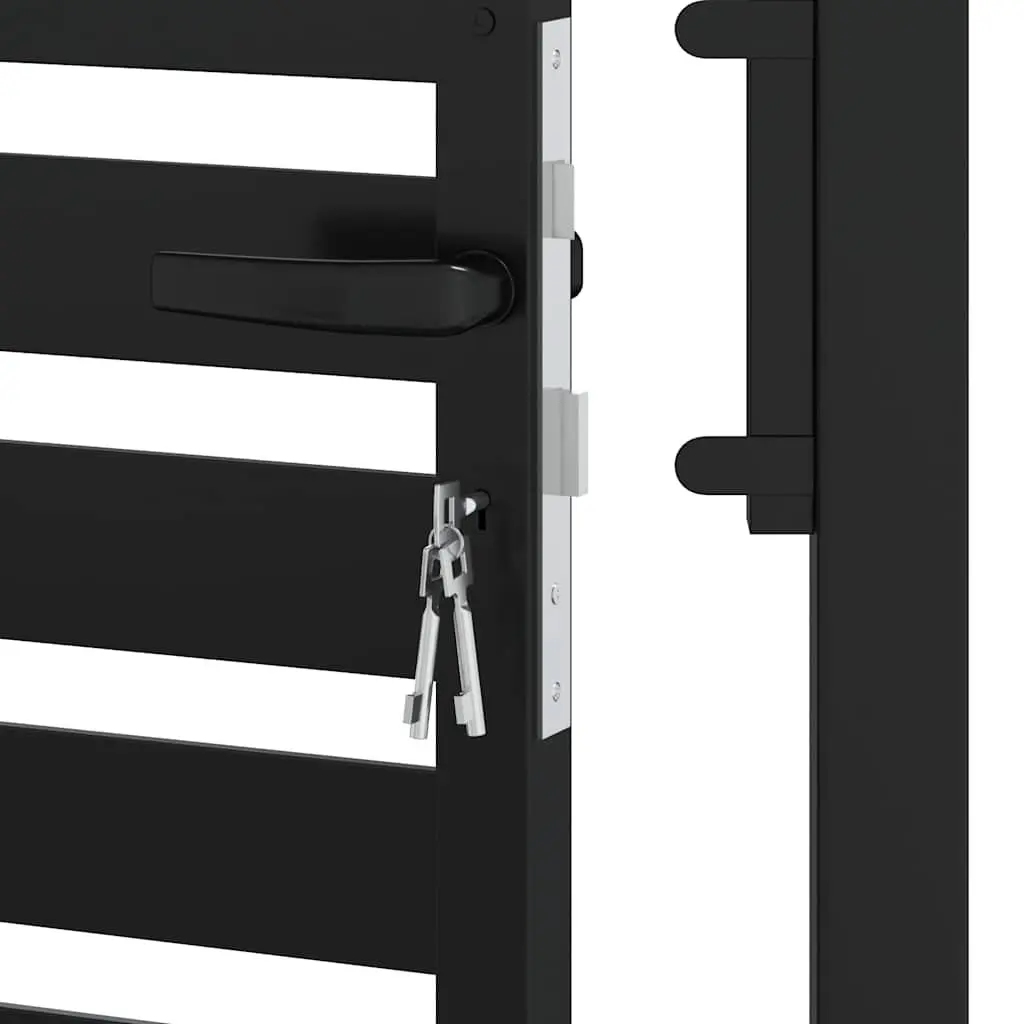 Garden Gate Lockable Aluminium 100x180cm Black Entry Fence Patio Barrier