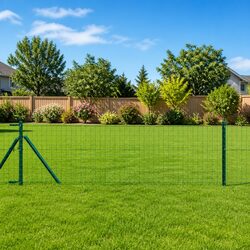 Reliable Green Fence Post Set - 7 Easy Install Steel Posts
