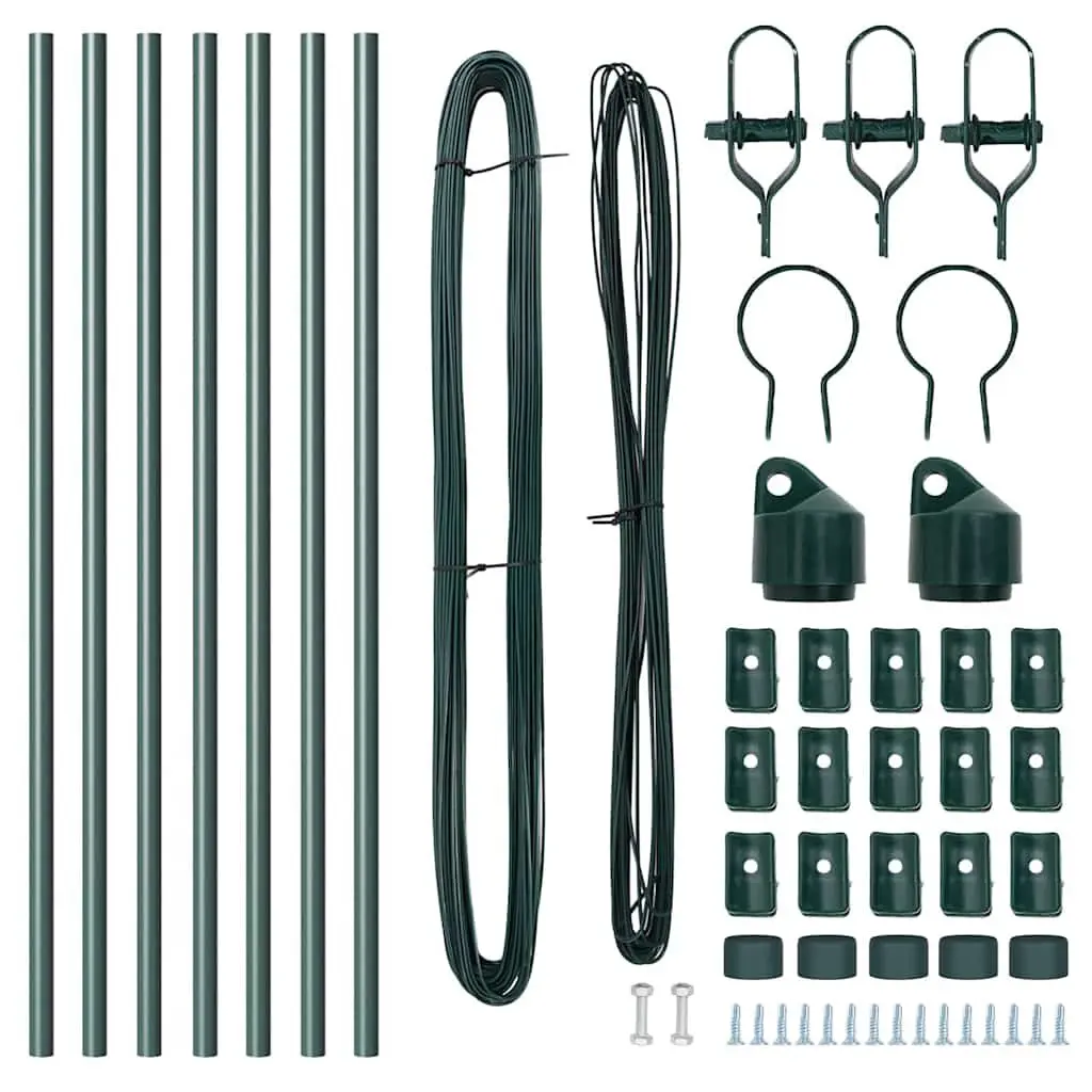 Steel Fence Post Green 7 Piece Garden Boundary Marker Outdoor Barrier Support