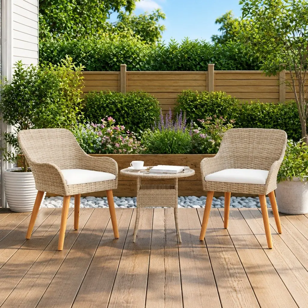 Beige Outdoor Chair Set 2 pcs for Relaxation
