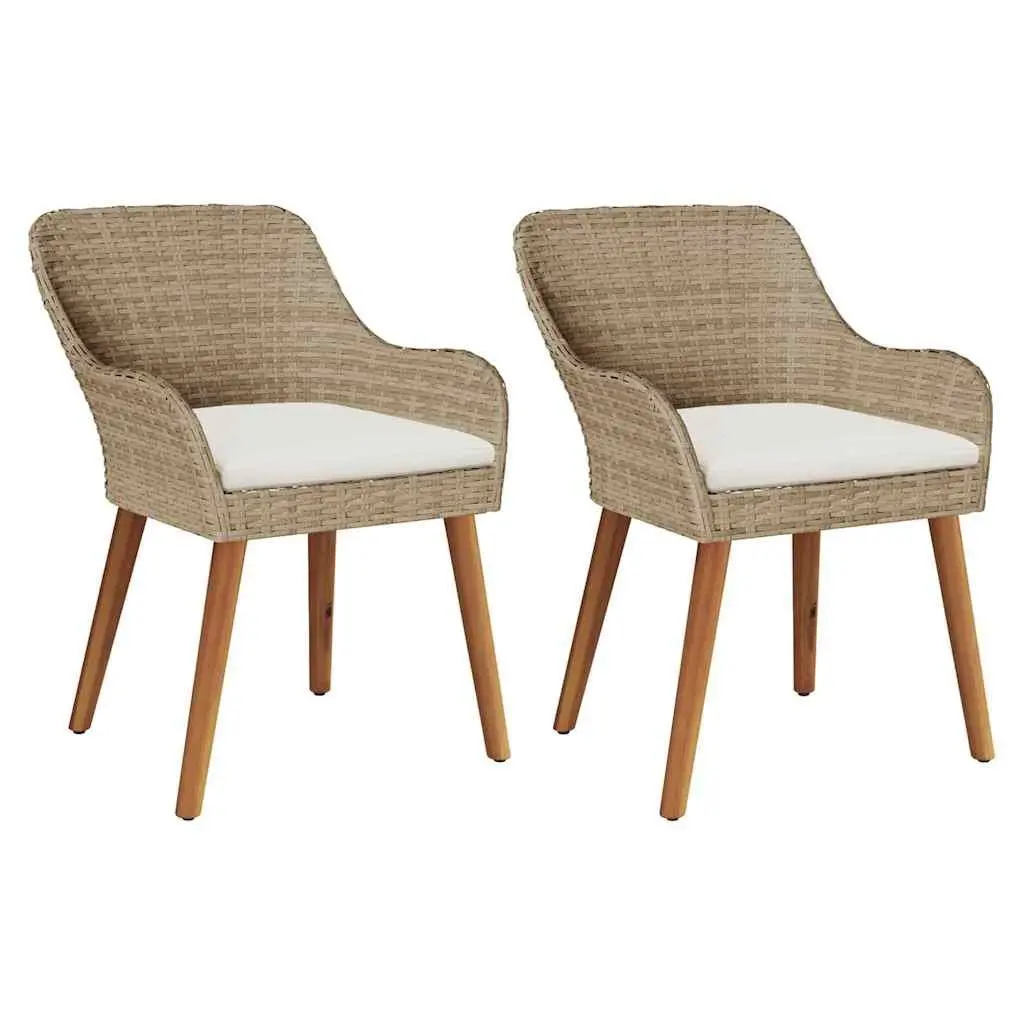Beige Outdoor Chair Set 2 pcs for Relaxation