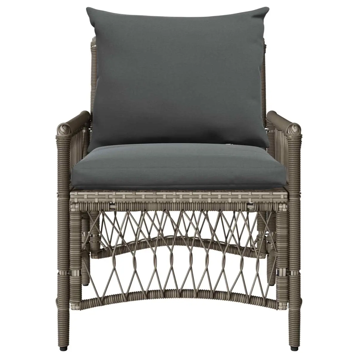 Garden Chair Outdoor Seating 73 x 61 x 77 cm Grey Poly Rattan with Cushion