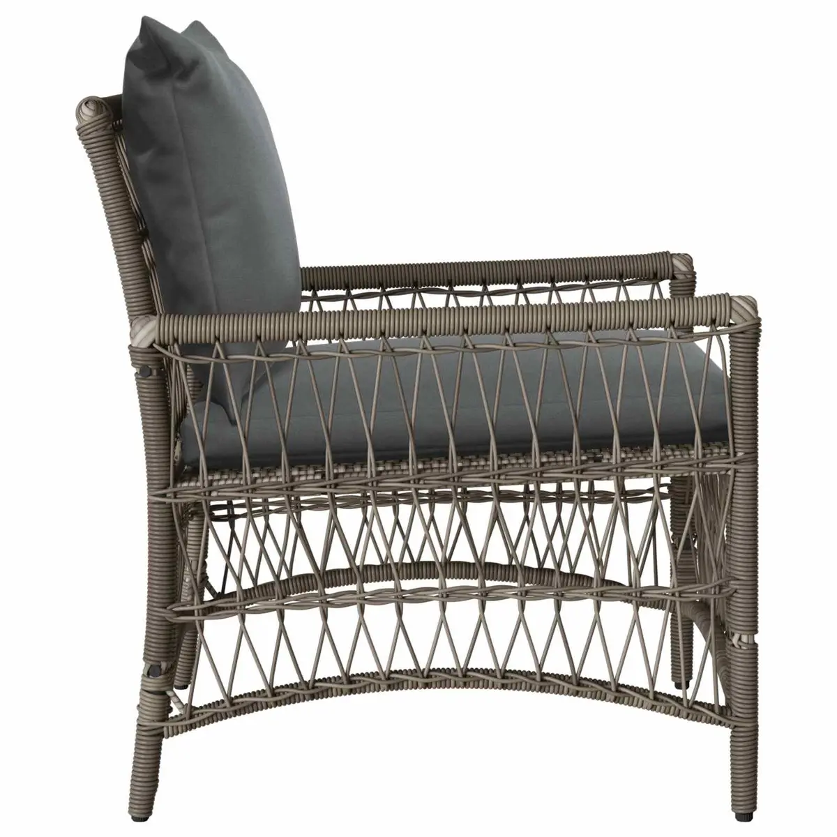 Garden Chair Outdoor Seating 73 x 61 x 77 cm Grey Poly Rattan with Cushion
