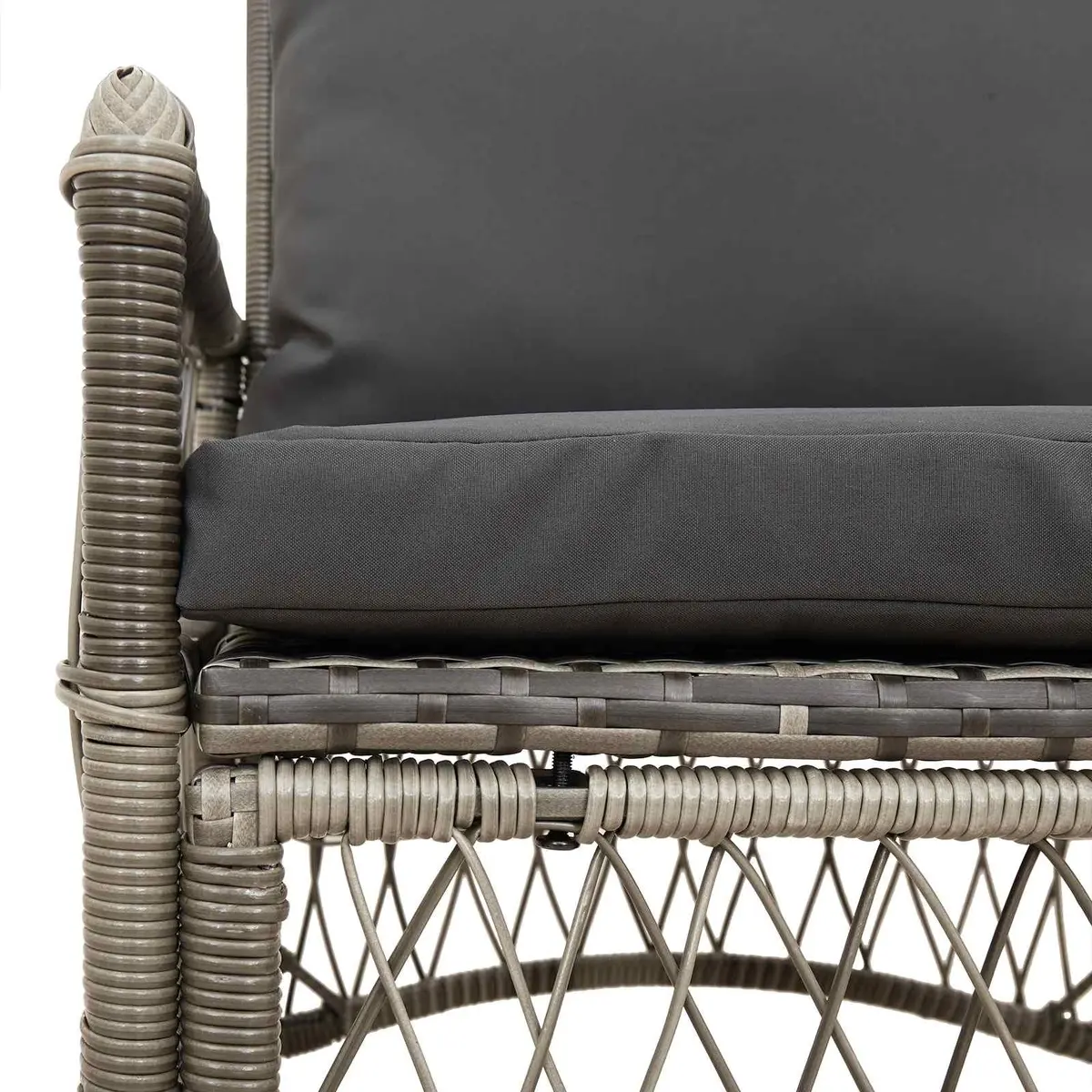 Garden Chair Outdoor Seating 73 x 61 x 77 cm Grey Poly Rattan with Cushion
