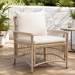 Comfortable Beige Garden Chair with Weather-Resistant Cushion