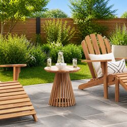 Outdoor Side Table Brown Round Garden Patio Furniture Teak Wood 50x50x49.5cm