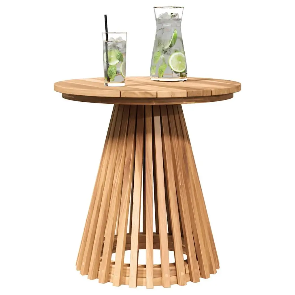 Brown Round Teak Wood Side Table for Outdoors