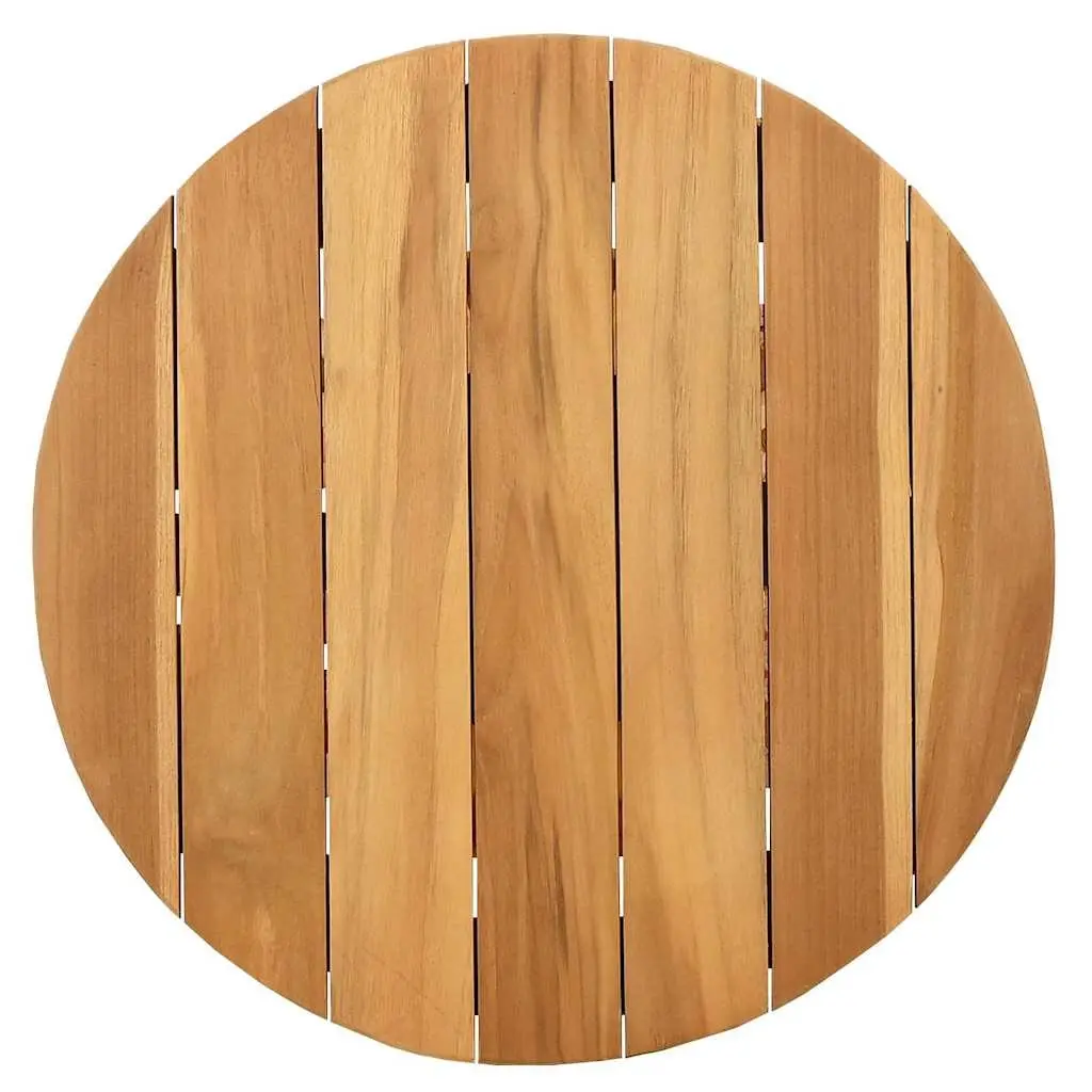 Brown Round Teak Wood Side Table for Outdoors