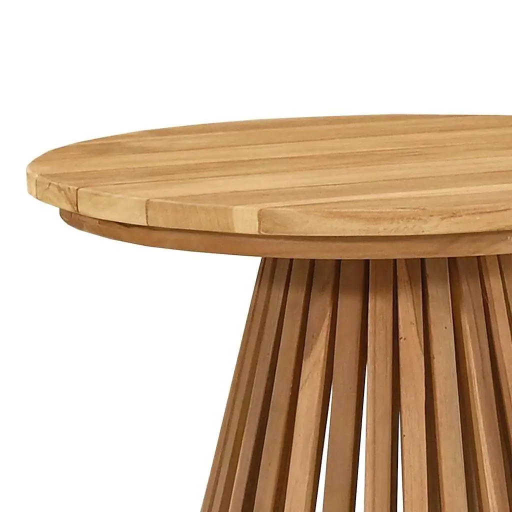 Brown Round Teak Wood Side Table for Outdoors