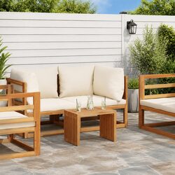 Sturdy Brown Teak Wood Garden Side Table for Ease of Use