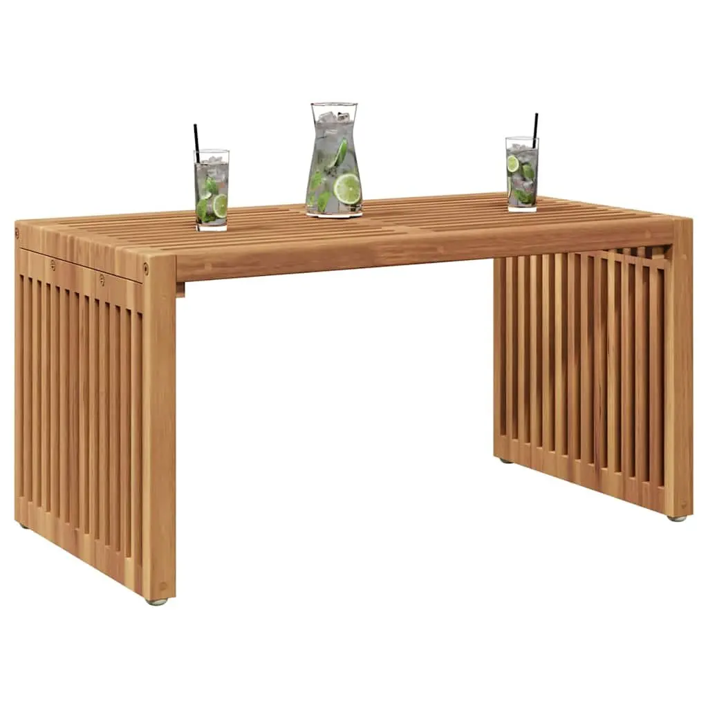 Garden Side Table Outdoor Use 70cm Brown Teak Wood Modern