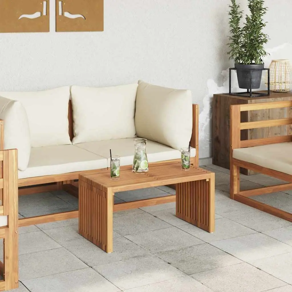 Garden Side Table Outdoor Use 70cm Brown Teak Wood Modern
