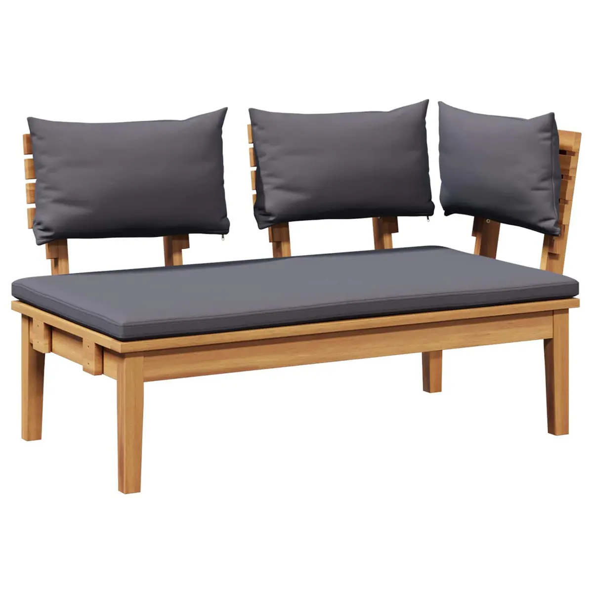 Garden Bench and Table Set Outdoor Furniture 2 Pieces Solid Teak Wood Grey
