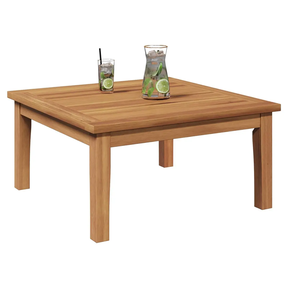 Garden Outdoor Furniture Set Rectangular Brown Solid Teak Wood Patio Table