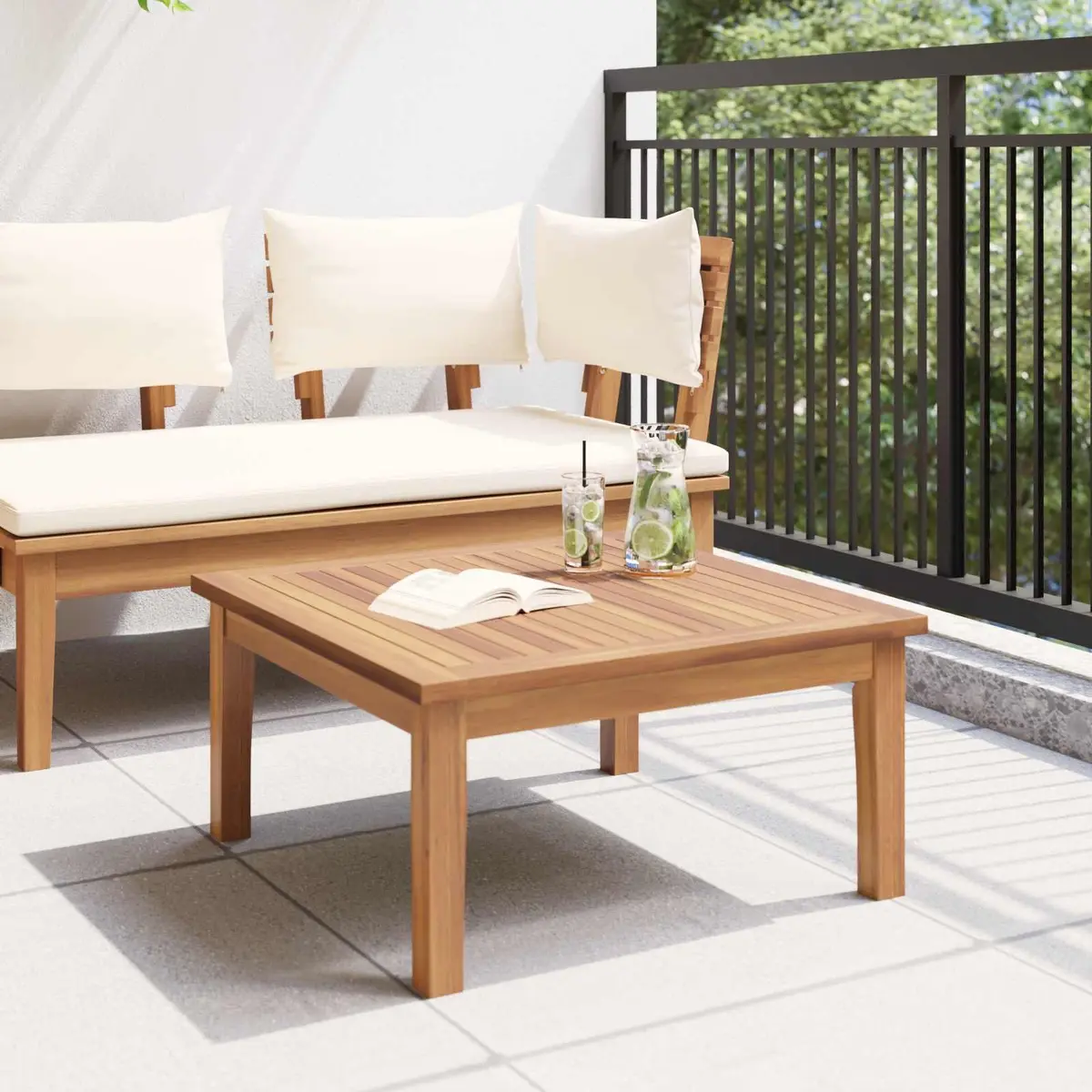 Garden Outdoor Furniture Set Rectangular Brown Solid Teak Wood Patio Table