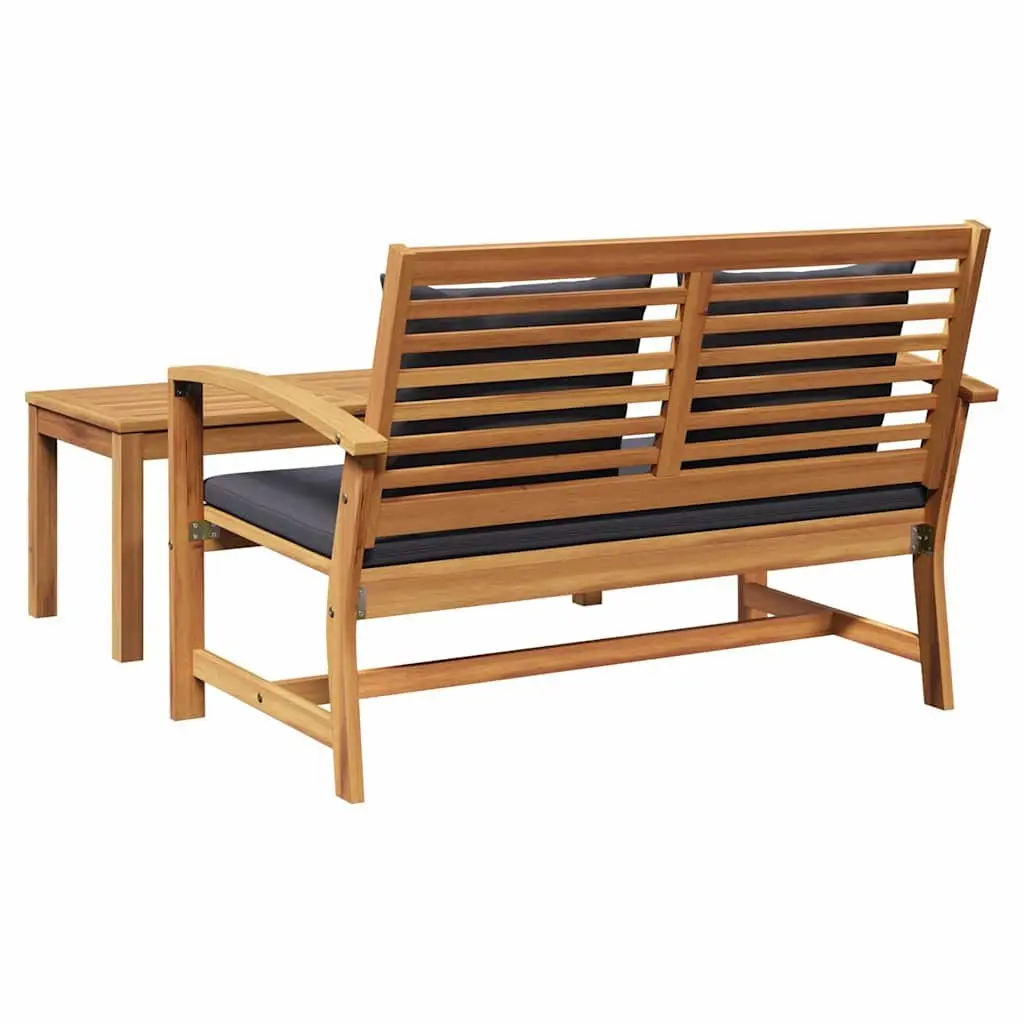 Outdoor Bench Teak Wood Garden Patio Seating 110cm Brown Dark Grey