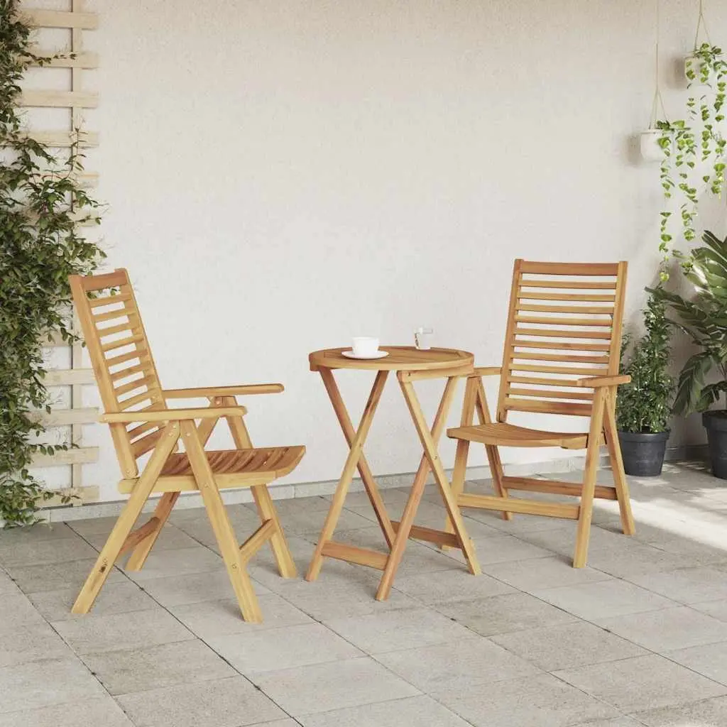 Outdoor Folding Chair 2 pcs Brown Garden Seating Teak Wood Patio Furniture