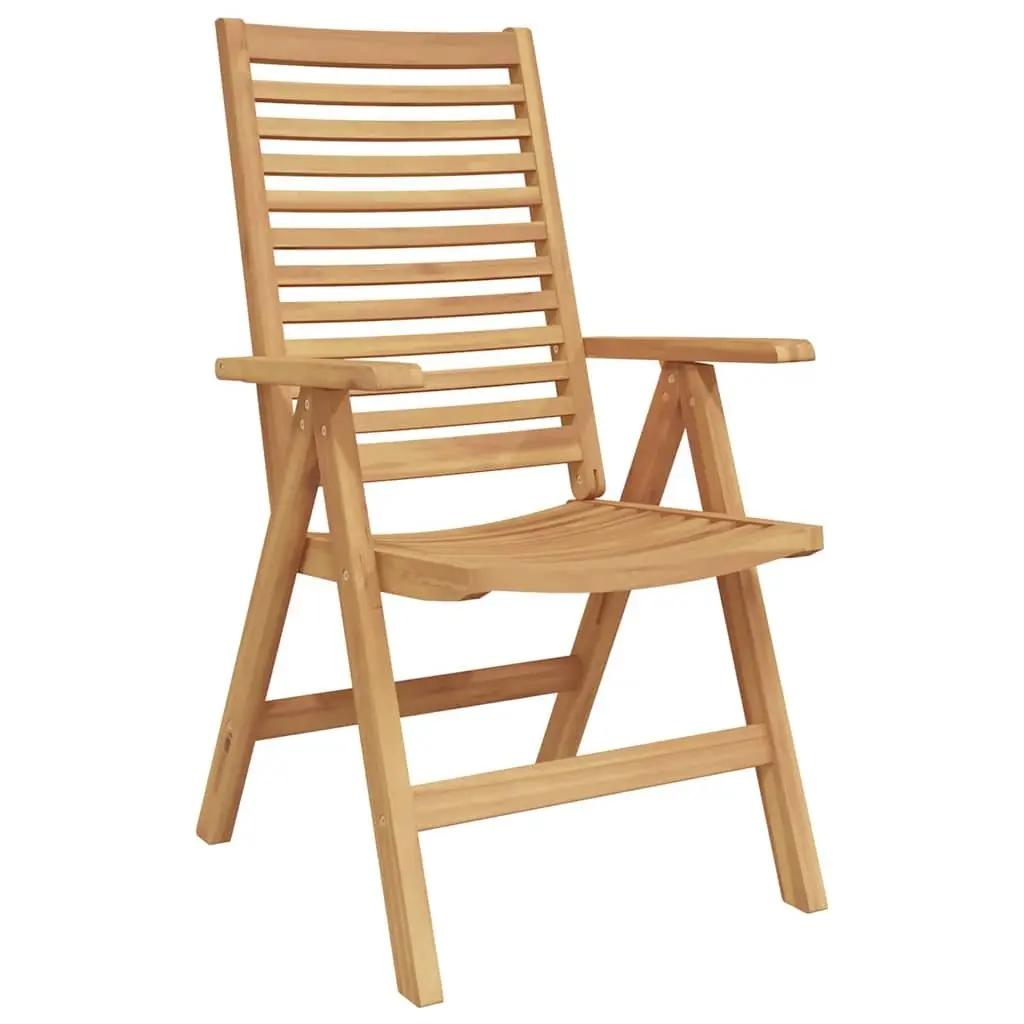 Outdoor Folding Chair 2 pcs Brown Garden Seating Teak Wood Patio Furniture
