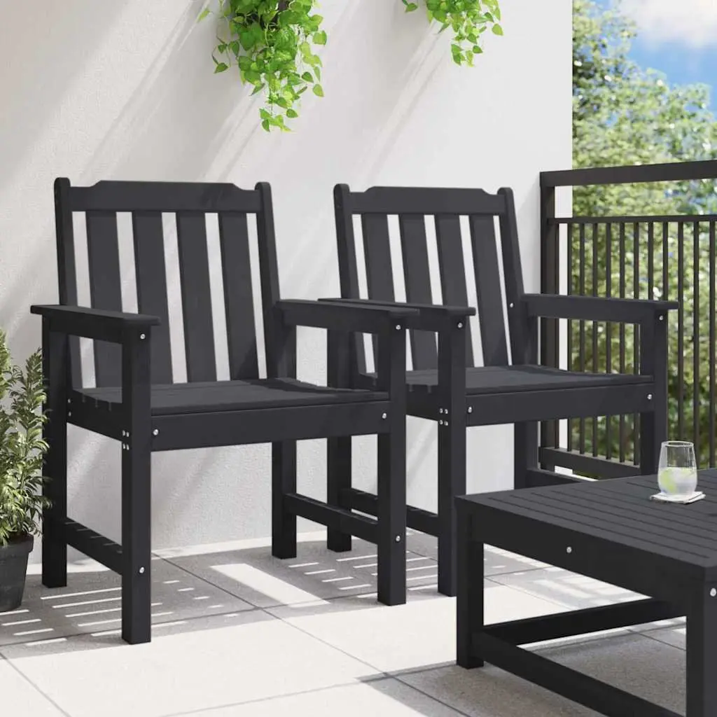 Outdoor Dining Chair Black Modern Garden Seating 2 Piece Set