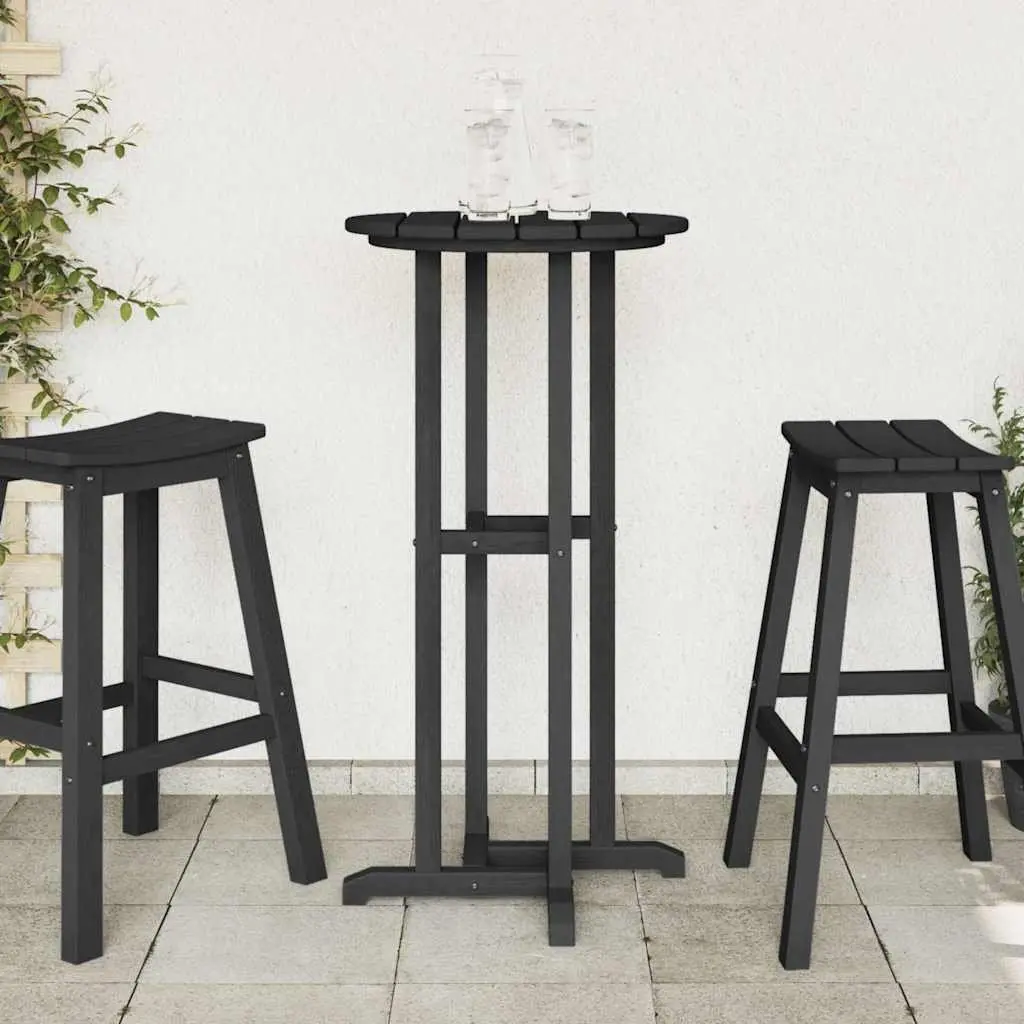 Outdoor Bar Table Standing Round 55x55x107cm Black Polyethylene
