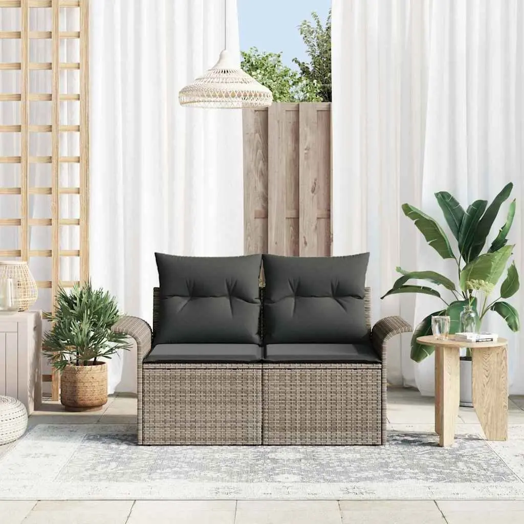 Garden Sofa Outdoor Seating Grey Poly Rattan 141 x 62 x 69 cm