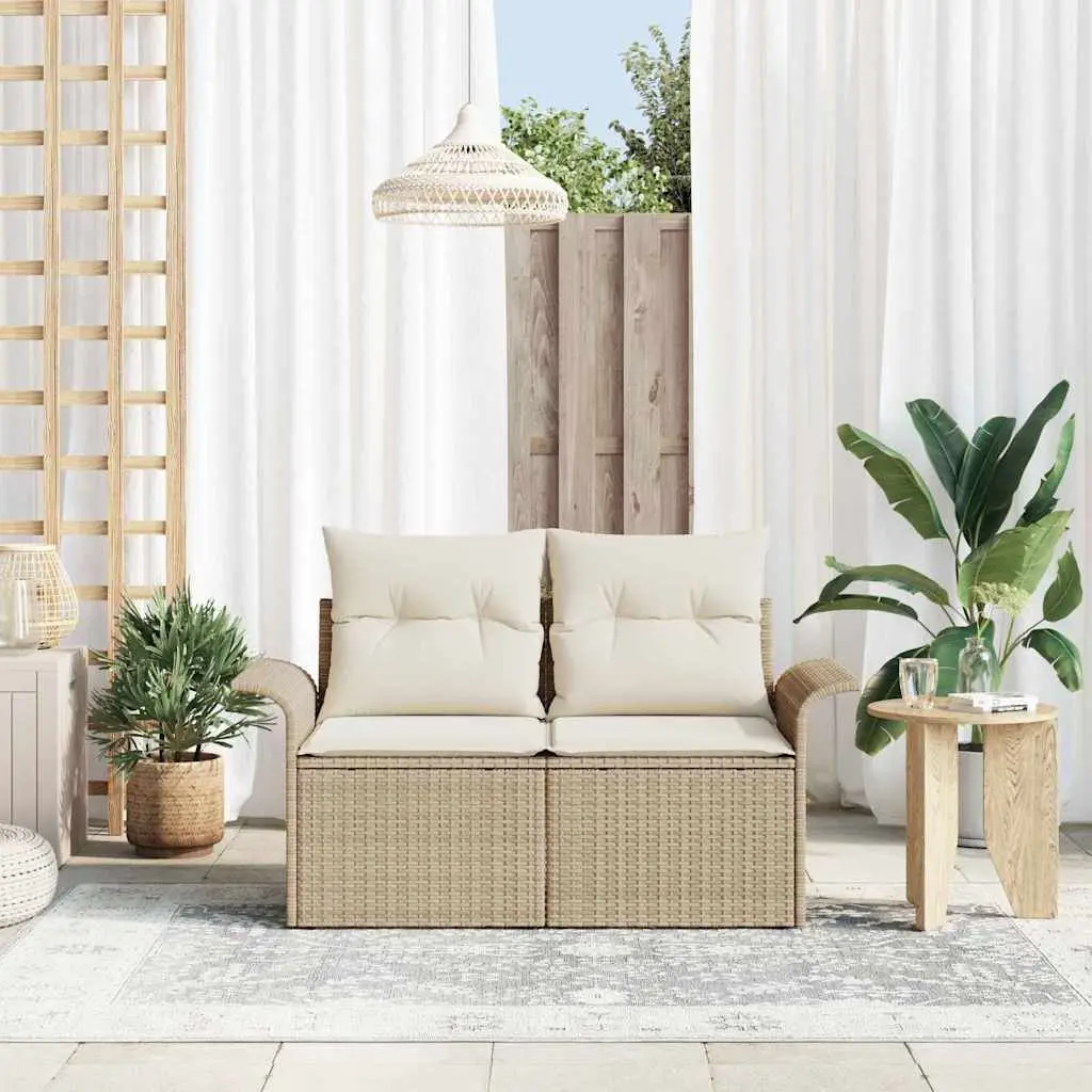 Beige Outdoor Sofa with Cushion Pad