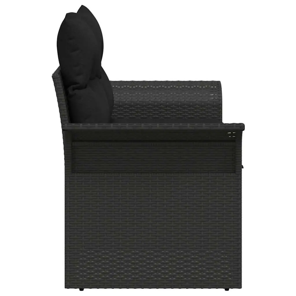 Garden Sofa Outdoor Seating 141 x 62 x 69 cm Black Poly Rattan with Cushion