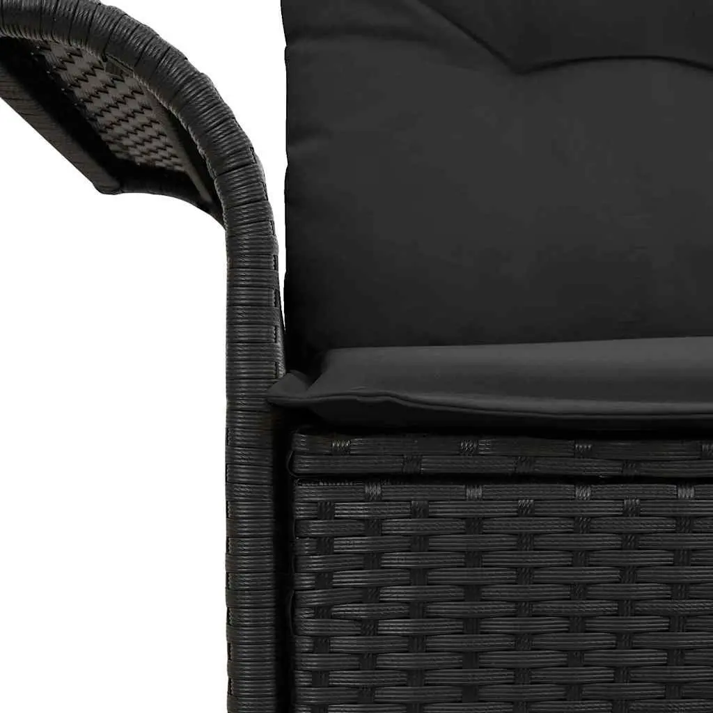 Garden Sofa Outdoor Seating 141 x 62 x 69 cm Black Poly Rattan with Cushion