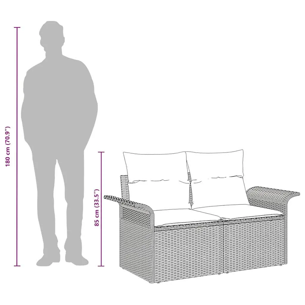 Garden Sofa Outdoor Seating 141 x 62 x 69 cm Black Poly Rattan with Cushion