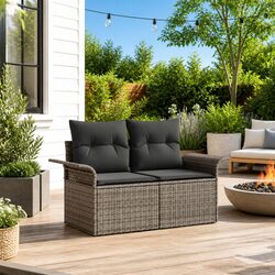 Warm and Comfortable Grey Garden Sofa with Cushion