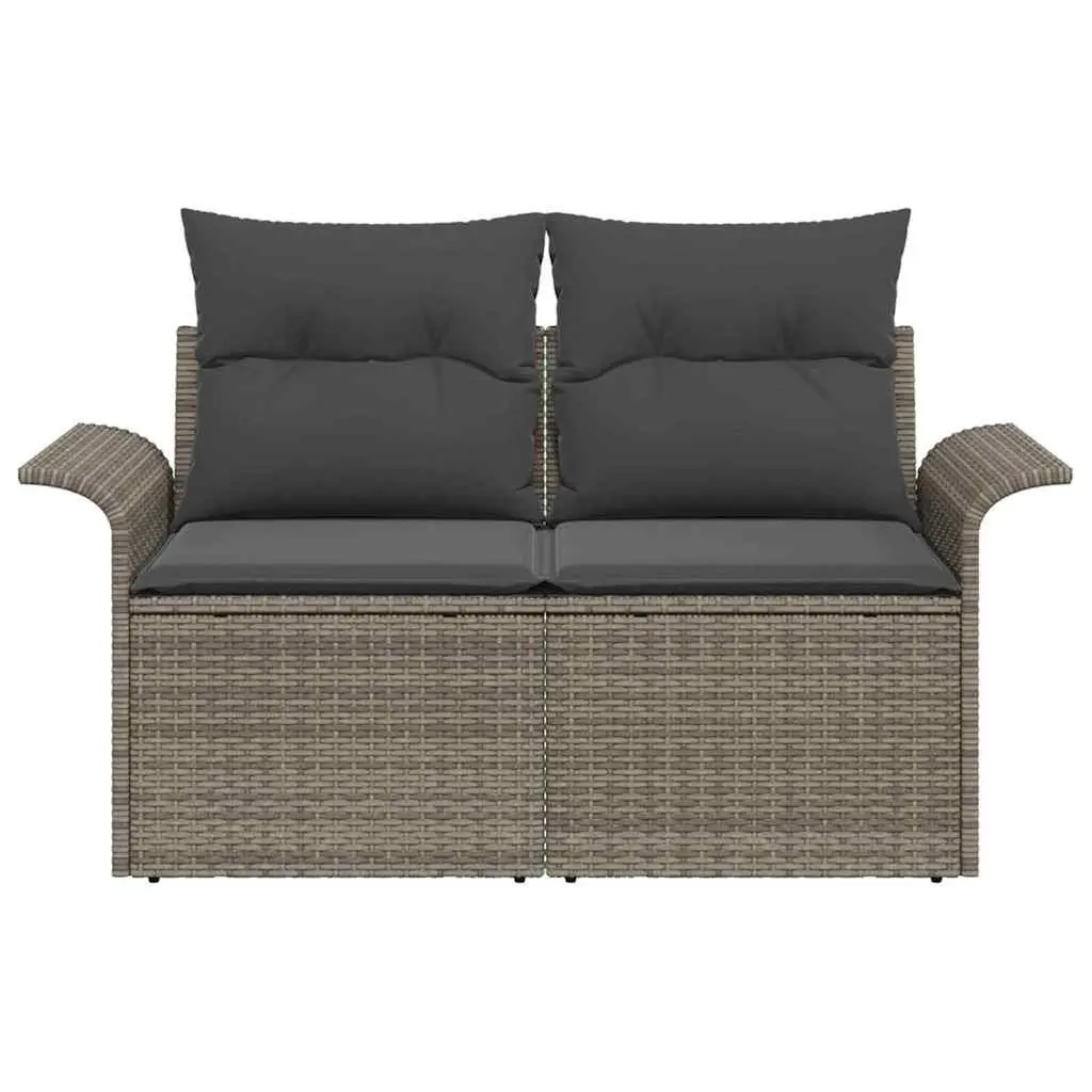 Garden Sofa Outdoor Seating Grey Poly Rattan 141 x 62 x 69 cm