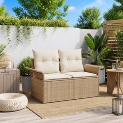 Comfortable and Durable Beige Garden Sofa 141x62x69cm