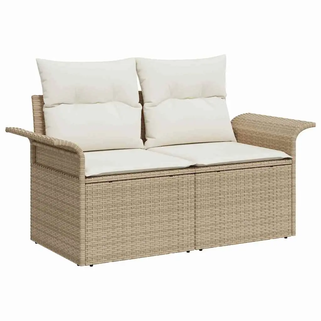 Garden Sofa Outdoor Seating 141x62x69cm Beige Poly Rattan with Cushion