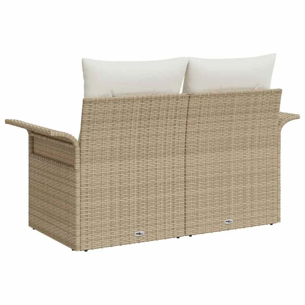 Garden Sofa Outdoor Seating 141x62x69cm Beige Poly Rattan with Cushion