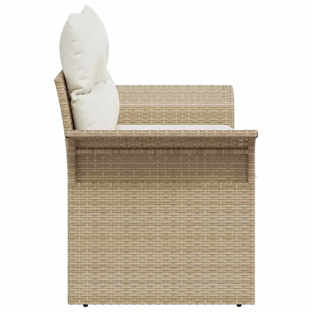 Garden Sofa Outdoor Seating 141x62x69cm Beige Poly Rattan with Cushion