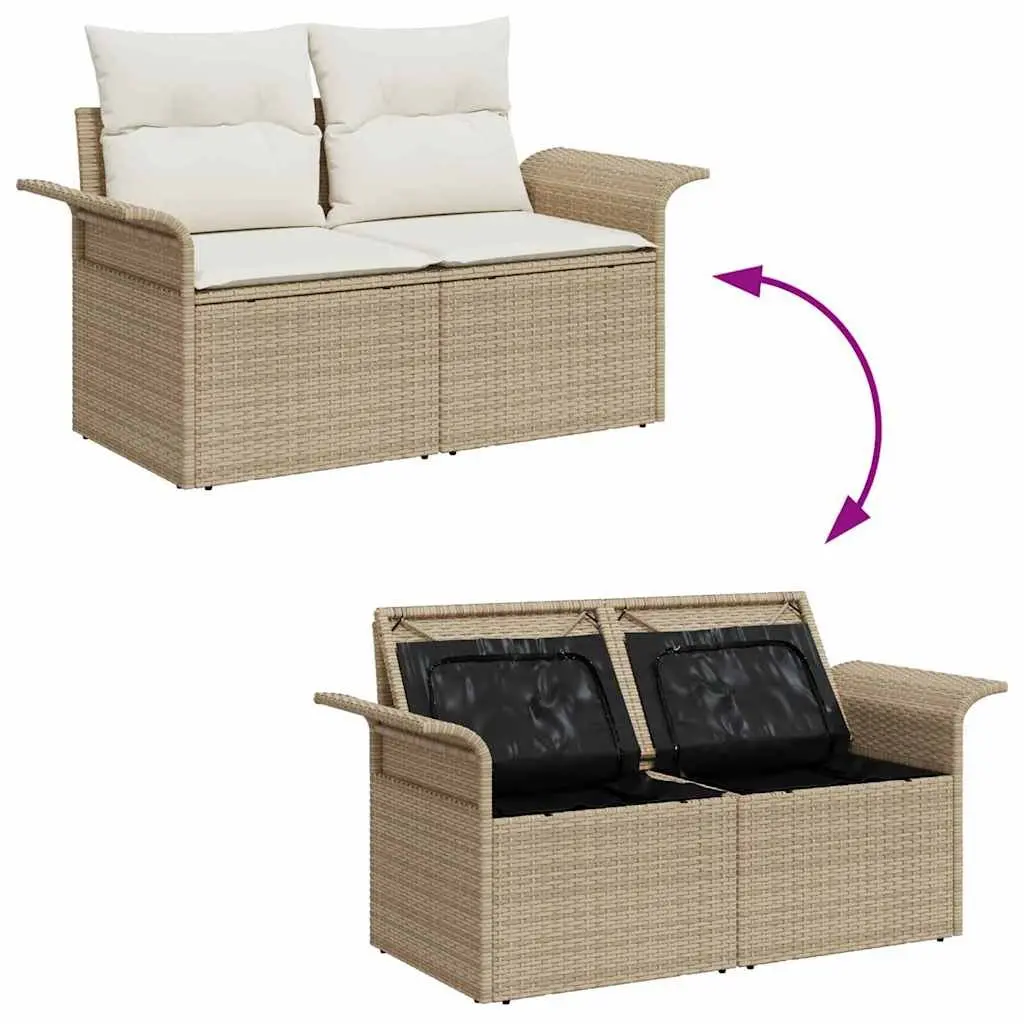 Garden Sofa Outdoor Seating 141x62x69cm Beige Poly Rattan with Cushion
