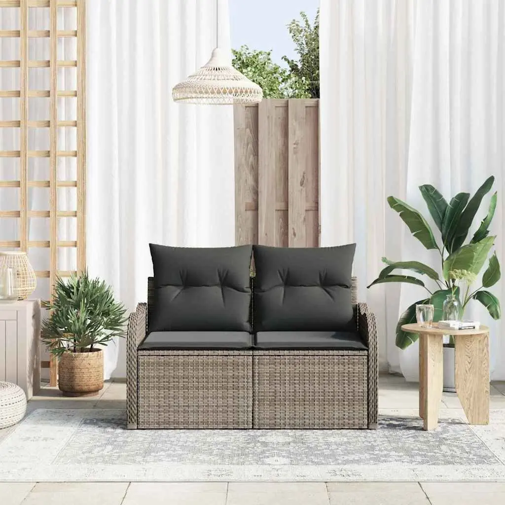 Garden Sofa Outdoor Relaxation 121x62x69cm Grey Poly Rattan