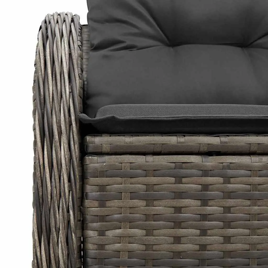 Garden Sofa Outdoor Relaxation 121x62x69cm Grey Poly Rattan