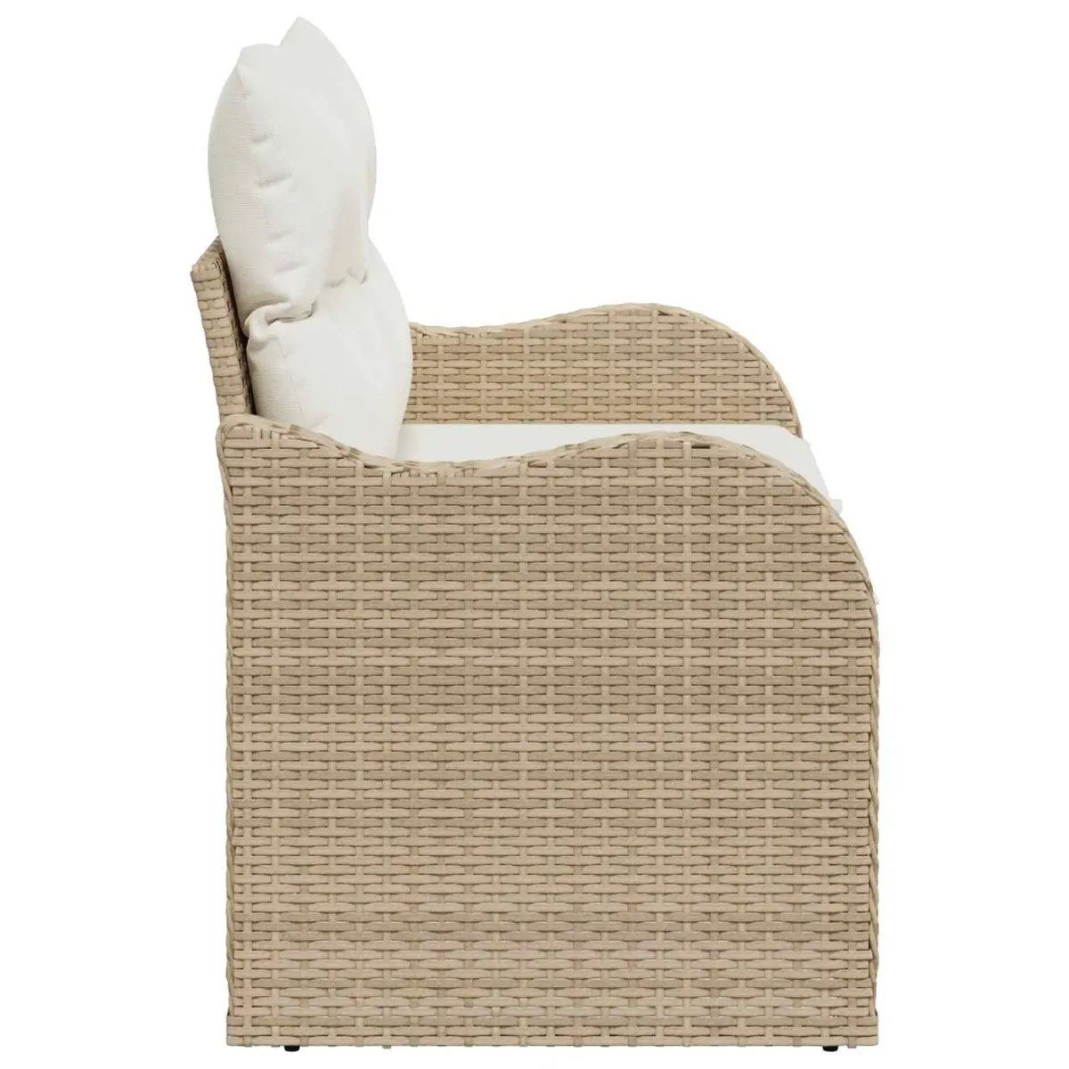 Outdoor Garden Sofa Cushioned Beige Poly Rattan Patio Furniture 121 x 62 x 69 cm