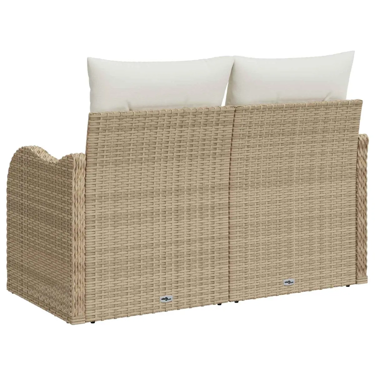 Outdoor Garden Sofa Cushioned Beige Poly Rattan Patio Furniture 121 x 62 x 69 cm