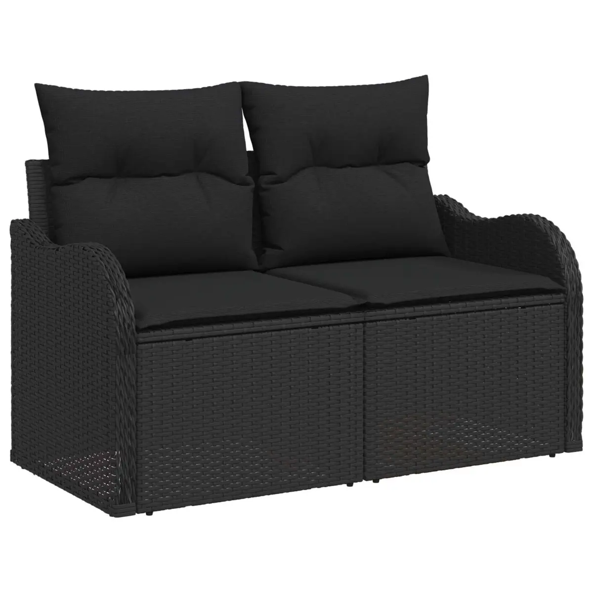 Outdoor Garden Sofa Cushion Black Poly Rattan Patio Seating