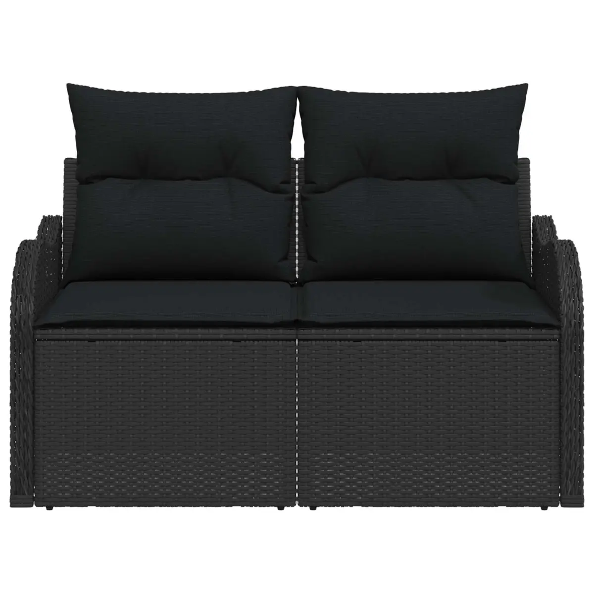 Outdoor Garden Sofa Cushion Black Poly Rattan Patio Seating