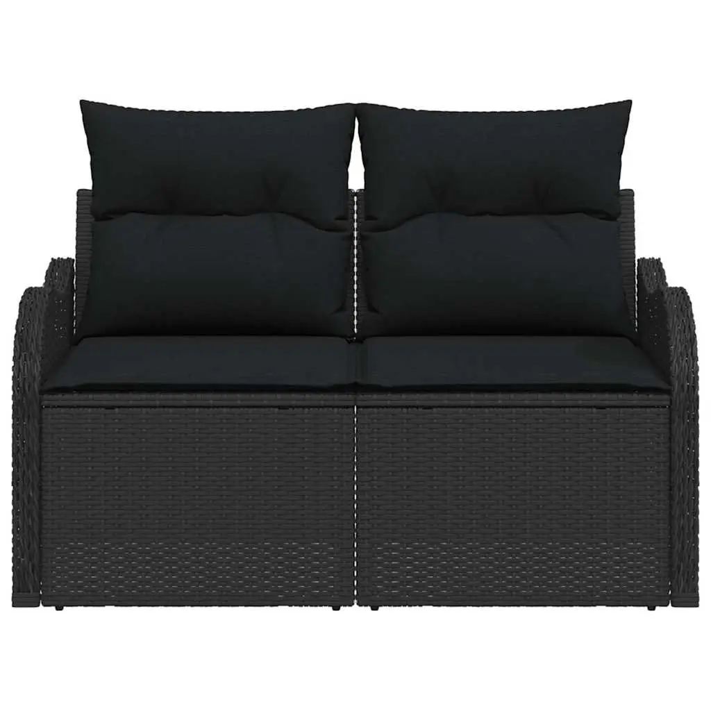 Outdoor Garden Sofa Cushion Black Poly Rattan Patio Seating