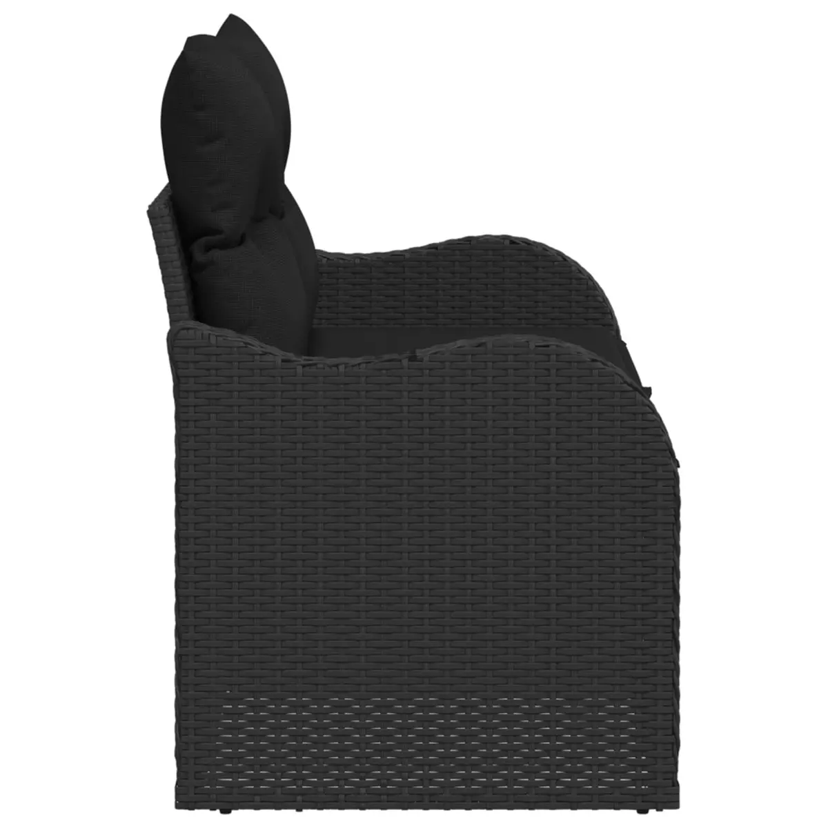 Outdoor Garden Sofa Cushion Black Poly Rattan Patio Seating